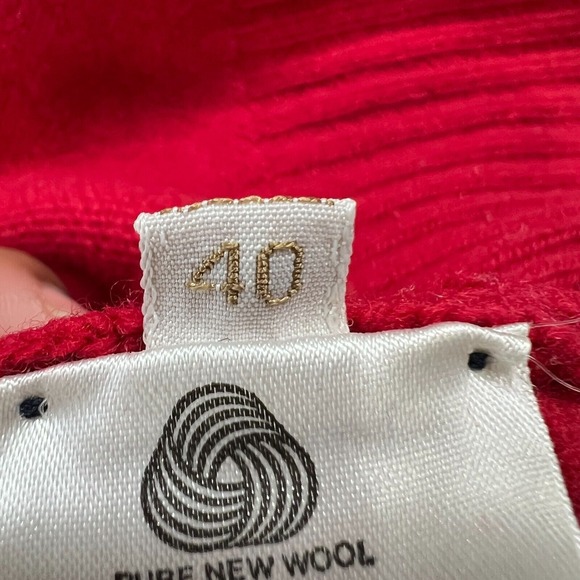 Pringle of Scotland Red‎ Sweater 100%  US Large 40 Super Fine Wool V-Neck Red - Picture 5 of 12